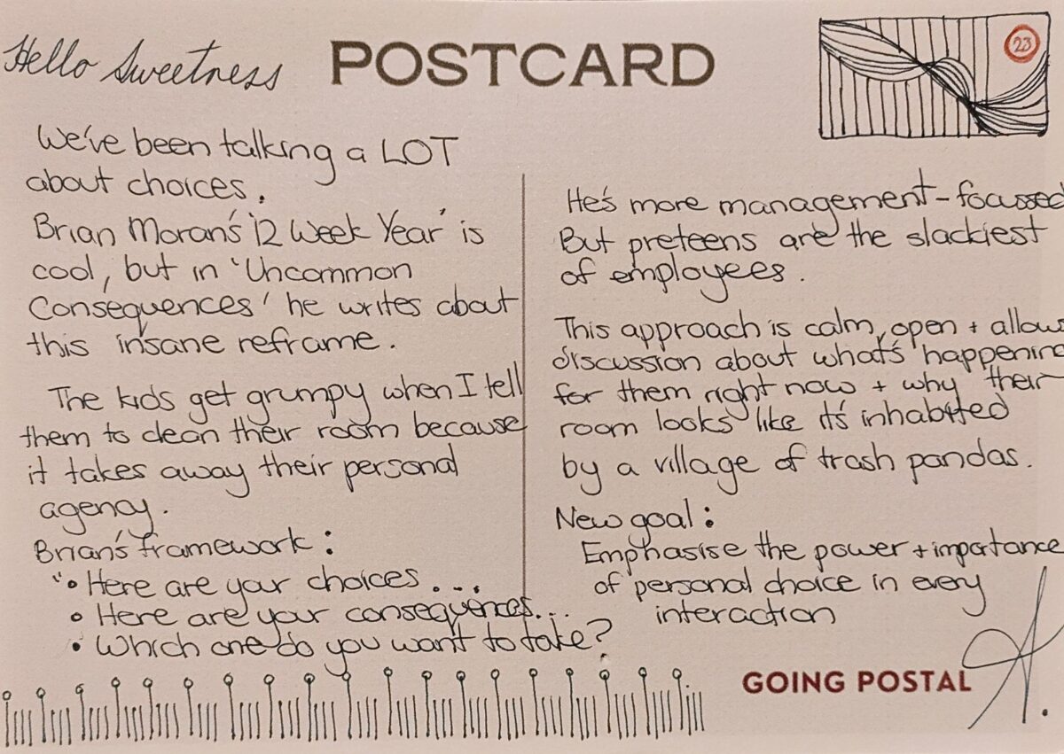 A handwritten postcard from me to you