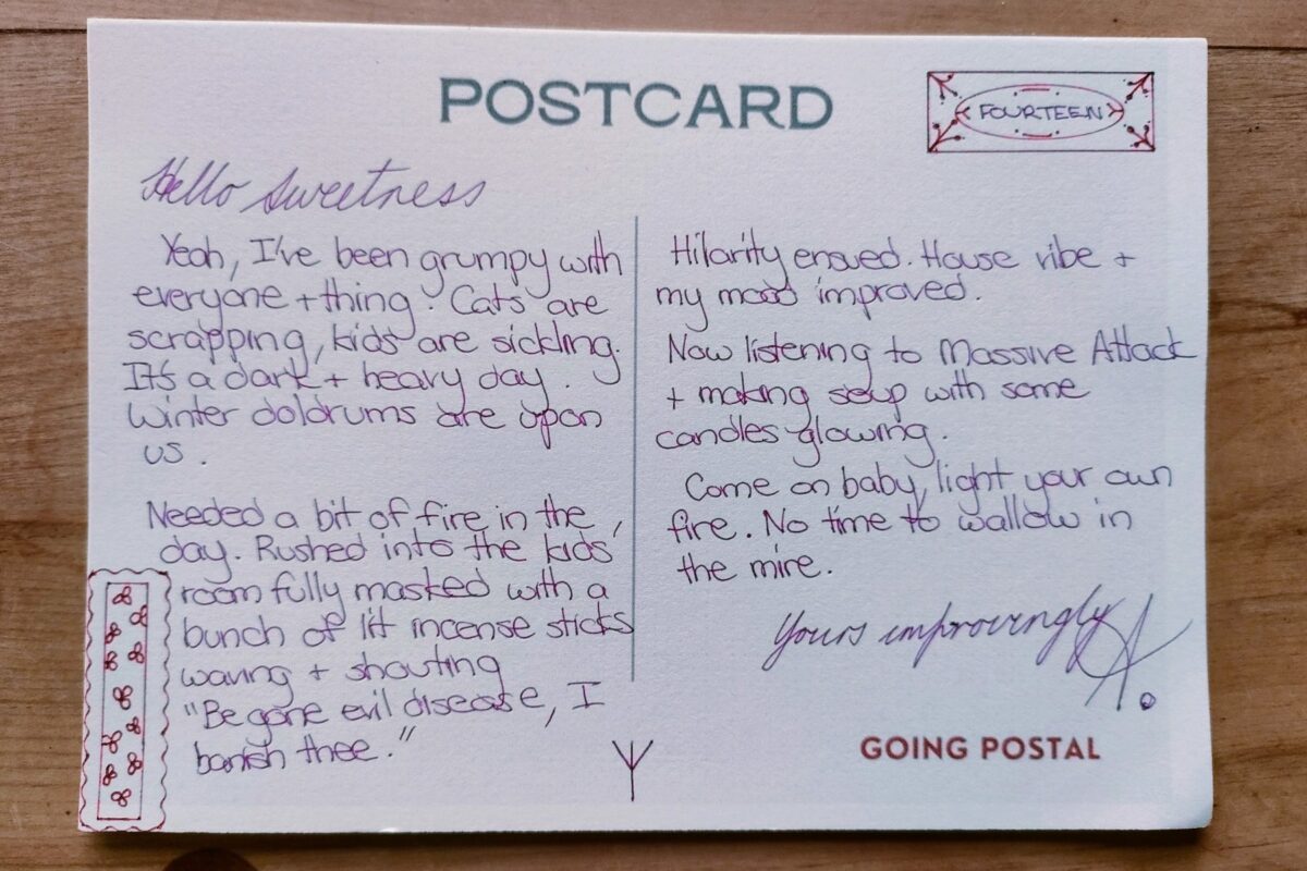 A hand-written postcard  Going-Postal-2024-06-09-Postcard-from-me-to-you