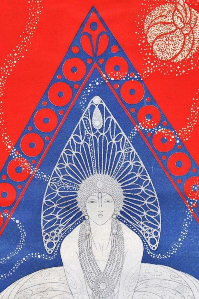 Going Postal Detail of Harper's Bazar cover for February 1921 by Erté. Public Domain Thanks WikiMedia.