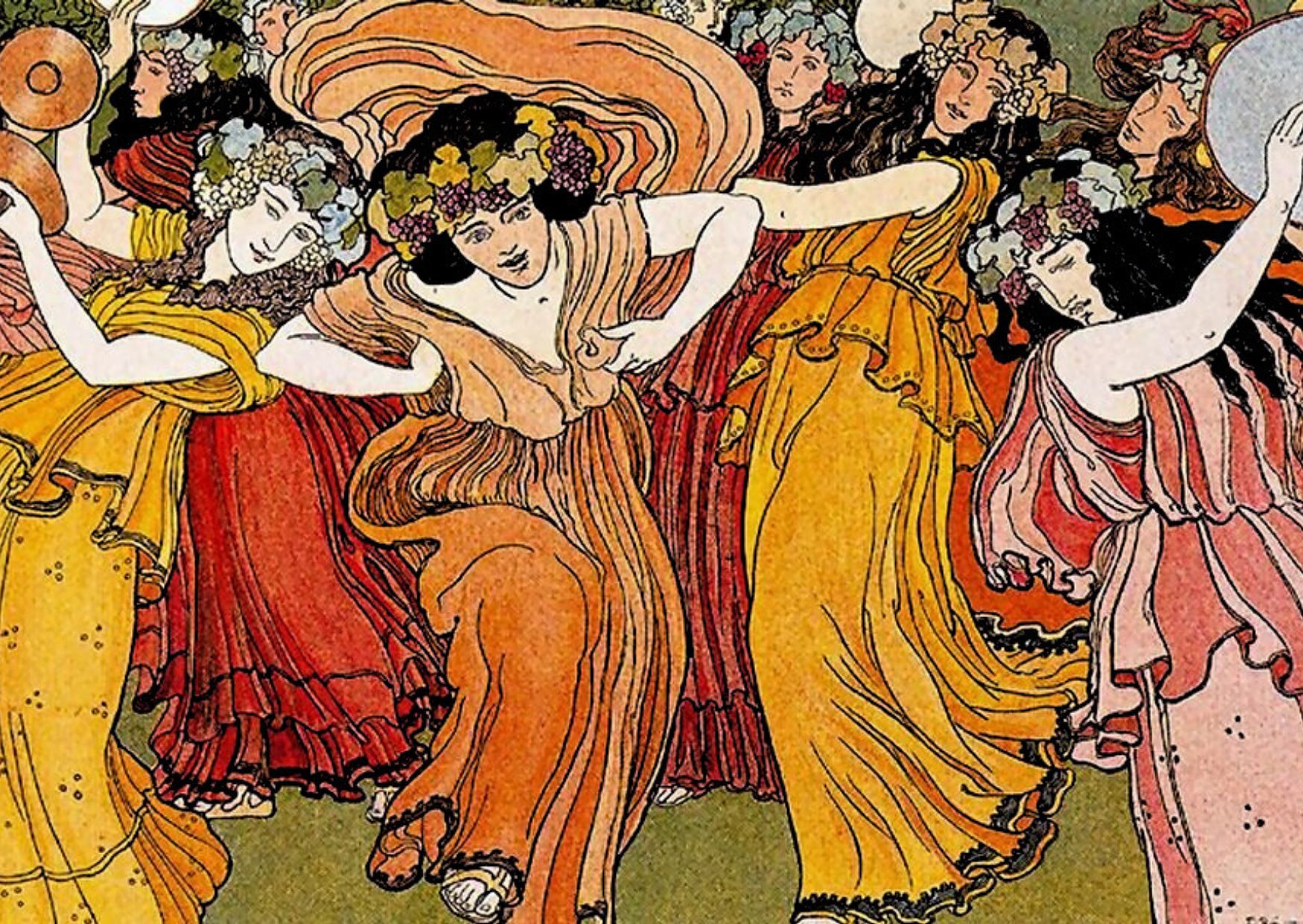 Ernest Bieler's painting Les Bacchantes. Public Domain. THanks to Wikimedia. See more of Bieler's work here.