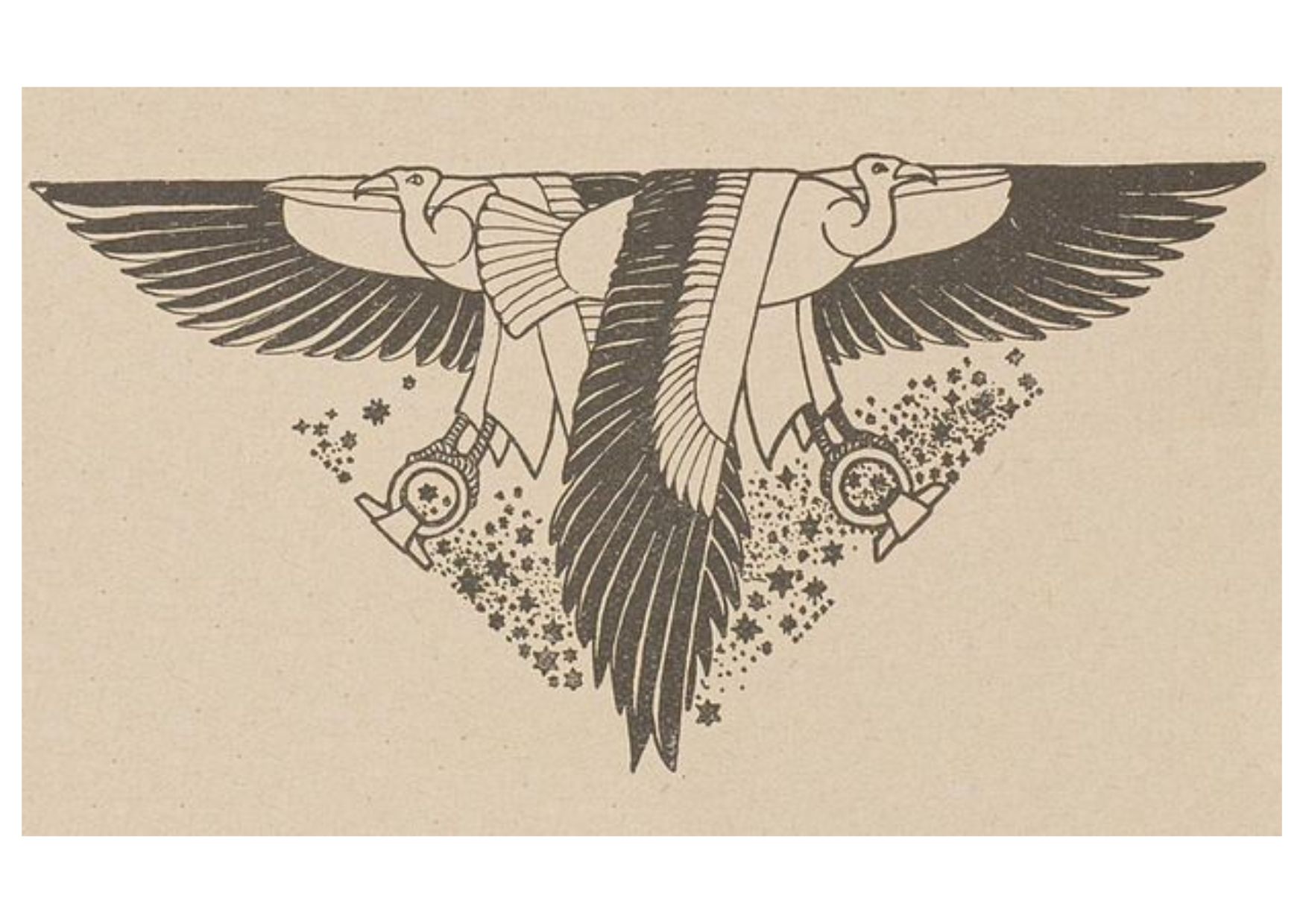 Bird Vignette by Art Nouveau artist Ephraim Moshe Lilien 1914.